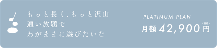 通い放題で できるだけ長く 遊べると最高だよね PLATINUM PLAN 月額49,200円(税込)